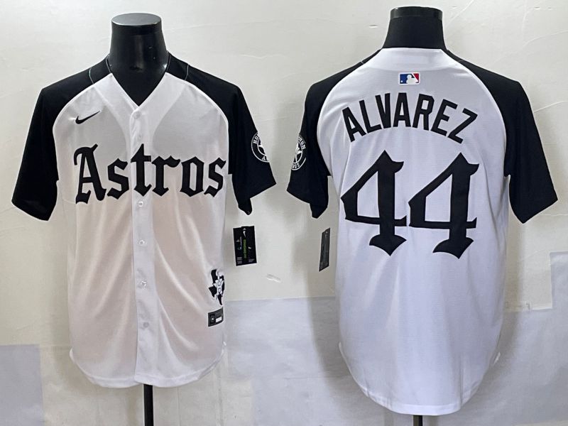 Men 2025 Houston Astros #44 Alvarez White Black Five generations Joint Name Nike MLB Jersey style 1